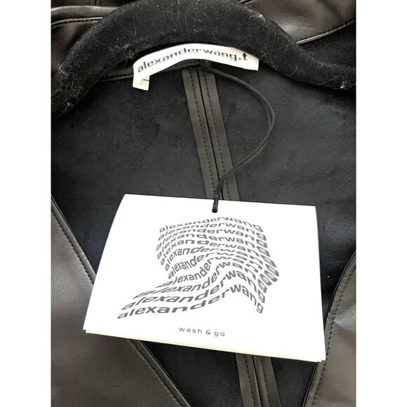 Alexander Wang.T stretchy collared coated Mini Dress in Black size small - Picture 6 of 8